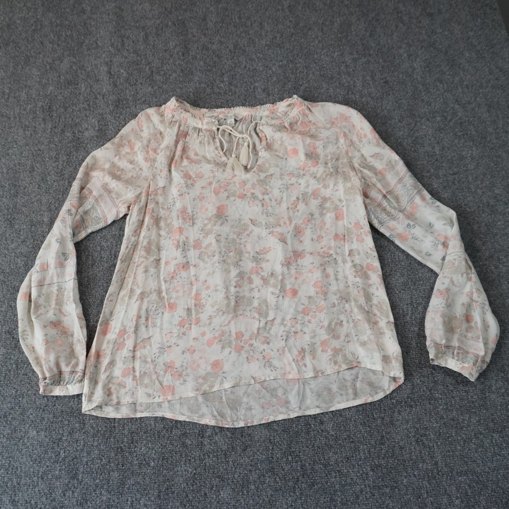 Lucky Brand Floral‎ Print Blouse Top, Bohemian Boho Long Sleeve, Womens Small